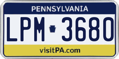 PA license plate LPM3680