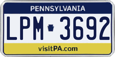 PA license plate LPM3692