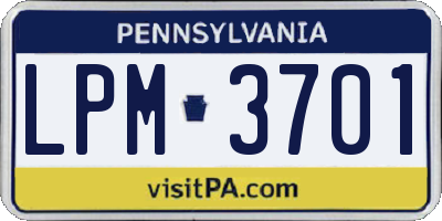 PA license plate LPM3701