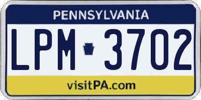 PA license plate LPM3702