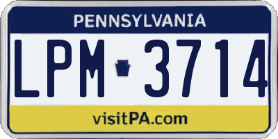 PA license plate LPM3714