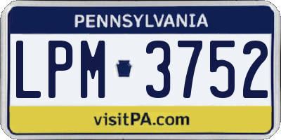 PA license plate LPM3752