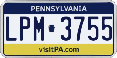 PA license plate LPM3755