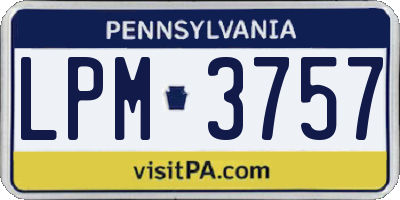 PA license plate LPM3757