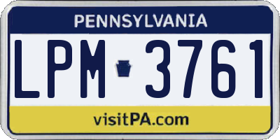 PA license plate LPM3761