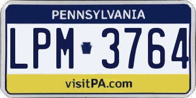 PA license plate LPM3764