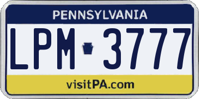 PA license plate LPM3777