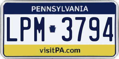 PA license plate LPM3794