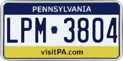 PA license plate LPM3804