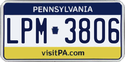 PA license plate LPM3806