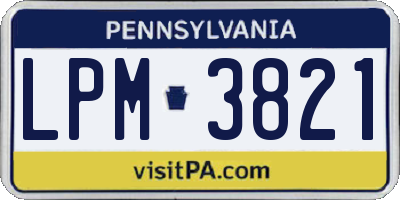 PA license plate LPM3821