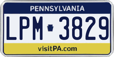 PA license plate LPM3829