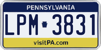PA license plate LPM3831