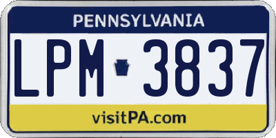 PA license plate LPM3837