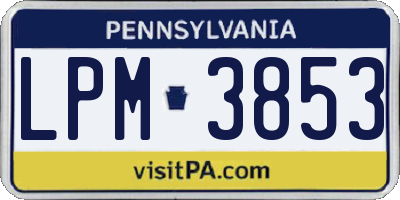 PA license plate LPM3853
