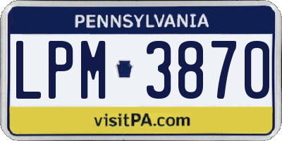PA license plate LPM3870