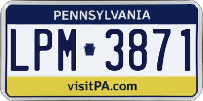 PA license plate LPM3871