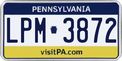 PA license plate LPM3872