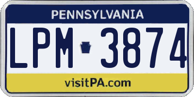 PA license plate LPM3874