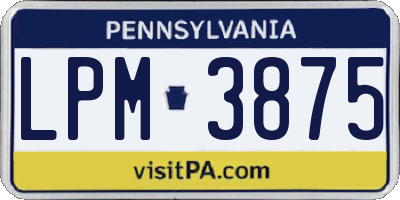 PA license plate LPM3875