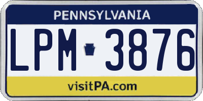 PA license plate LPM3876