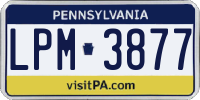 PA license plate LPM3877
