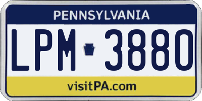 PA license plate LPM3880