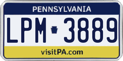 PA license plate LPM3889