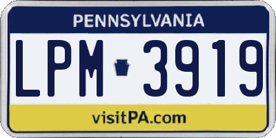 PA license plate LPM3919