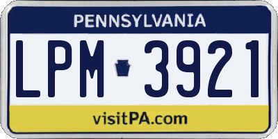PA license plate LPM3921