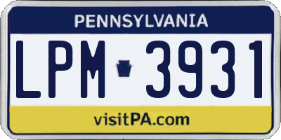 PA license plate LPM3931