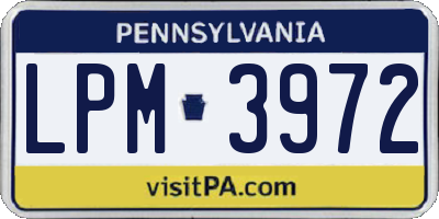 PA license plate LPM3972