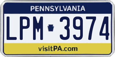 PA license plate LPM3974