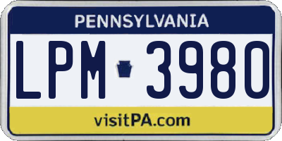 PA license plate LPM3980