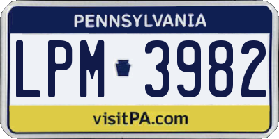 PA license plate LPM3982
