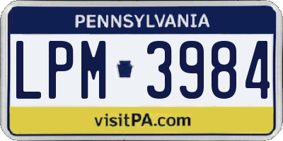 PA license plate LPM3984