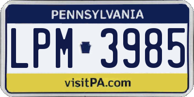 PA license plate LPM3985