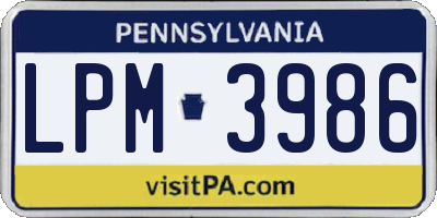 PA license plate LPM3986