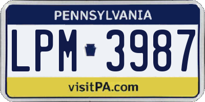 PA license plate LPM3987