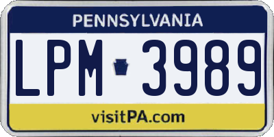 PA license plate LPM3989