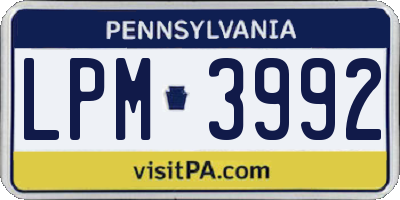 PA license plate LPM3992