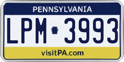 PA license plate LPM3993