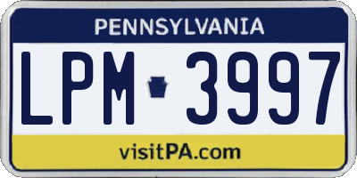 PA license plate LPM3997