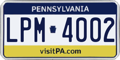 PA license plate LPM4002