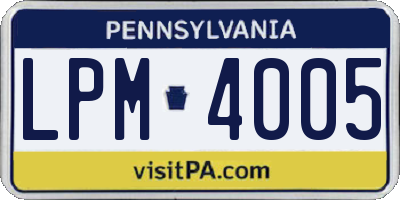 PA license plate LPM4005
