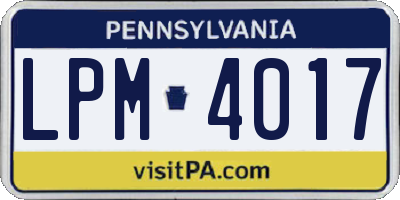 PA license plate LPM4017
