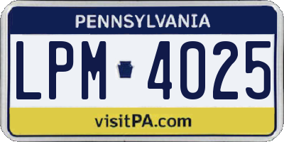 PA license plate LPM4025
