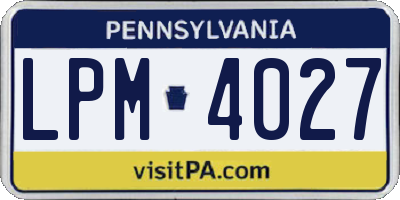 PA license plate LPM4027