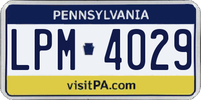 PA license plate LPM4029