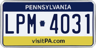 PA license plate LPM4031